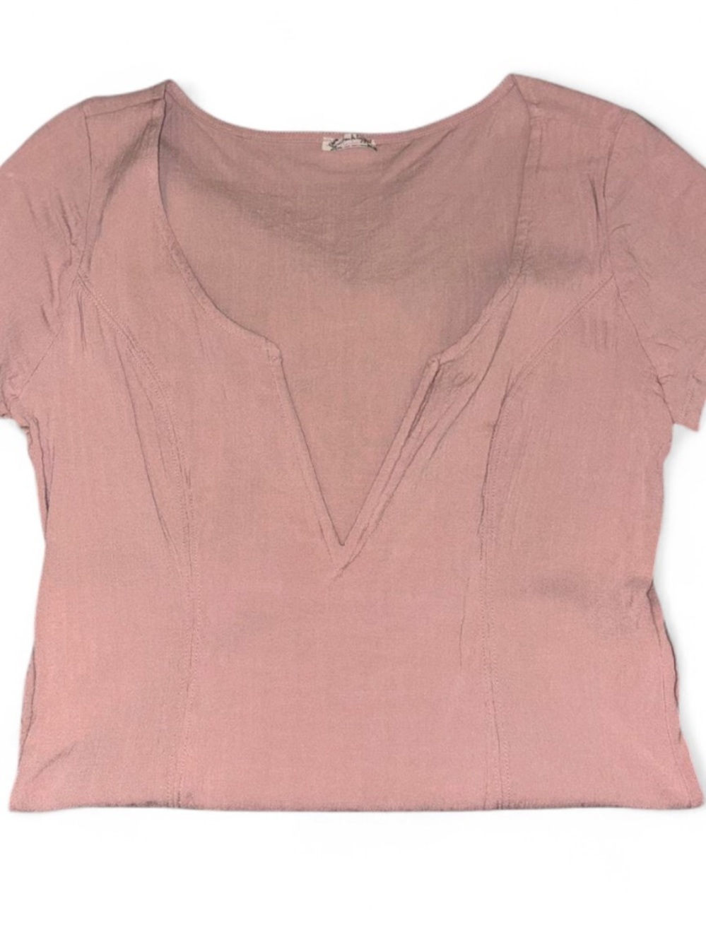 Intimately Free People Dusty Pink V-Neck Short Sleeve Bodysuit